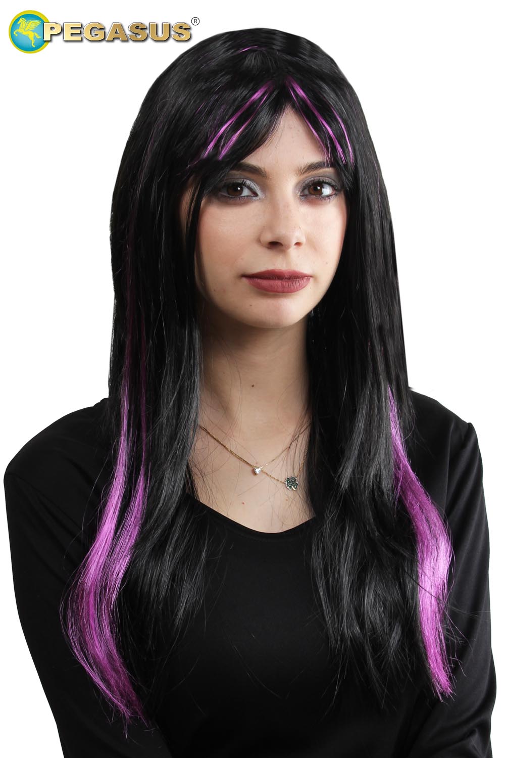 Parrucca bicolore nero/viola